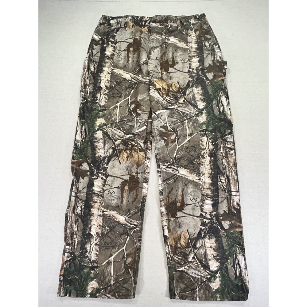Vintage Carhartt Men 38 B235977 Camo Dungaree Hunting Carpenter Cargo Pants‎ USA